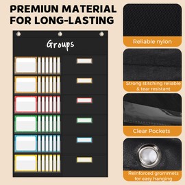 KIKIGOAL Small Group Management Pocket Chart with 96 Cards, Classroom Jobs Chart Small Group Organizer and on Task for Elementary Middle High School Classroom Teacher Office Goal Supplies