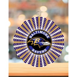 Handmade Baltimore Ravens Inspired  8in Round 3D Wind Spinner