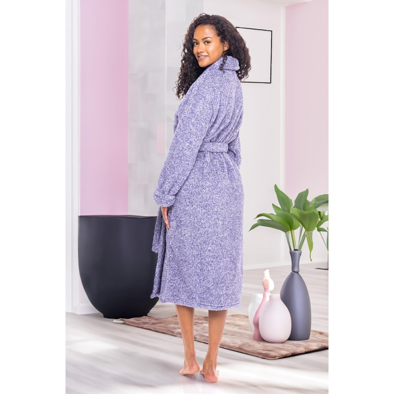 Alexander Del Rossa Fluffy Fuzzy Robe for Women, Heathered Purple