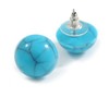 Light Blue Stud Earrings – 15mm Button Shape with Black