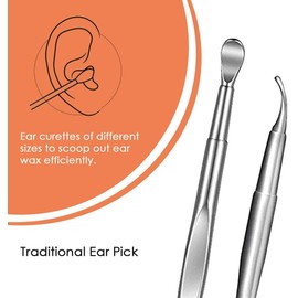 LEPLION Ear Wax Cleaner Spiral Ear Wax Removal - Metal Ear Cleaner Ear Scoop Spiral Ear Wax Remover, Safe Spiral Ear Cleaner Ear Curette Spoon Ear Picker for Home & Travel (100 g, Set of 6)
