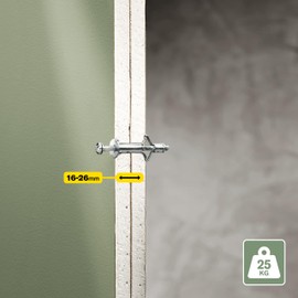 Rapid Cavity Dowel Metal with M4 Screw for Plasterboard 16-26 mm - Load Capacity 25 kg - 50 Dowels for Two-Layer Walls