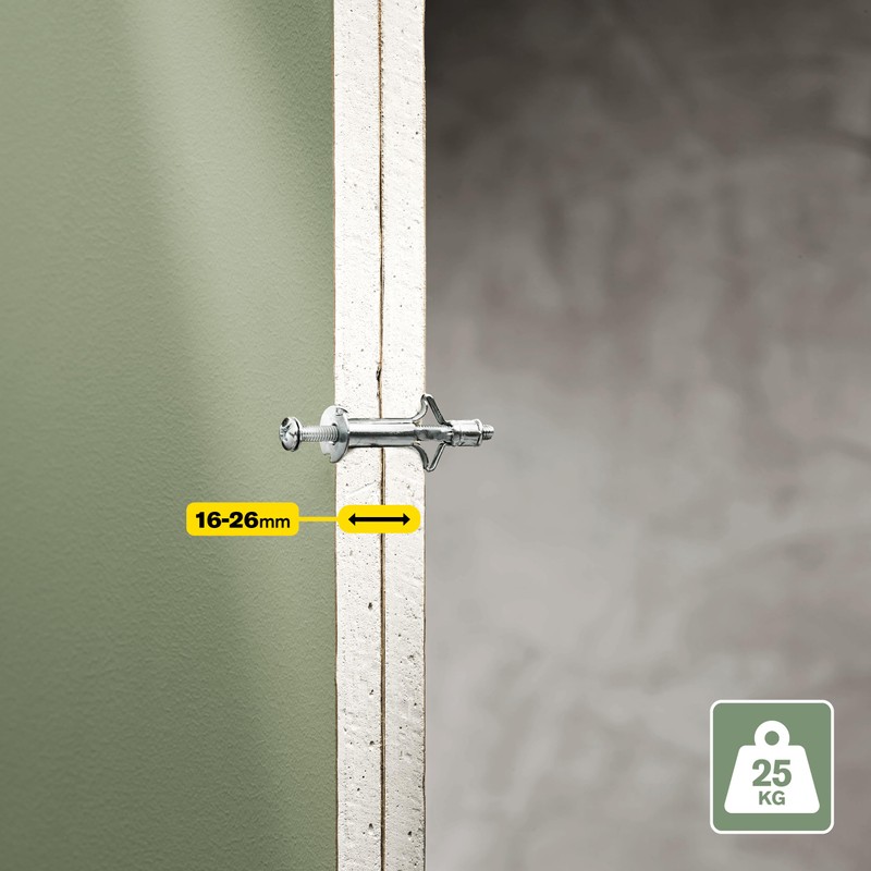 Rapid Cavity Dowel Metal with M4 Screw for Plasterboard 16-26