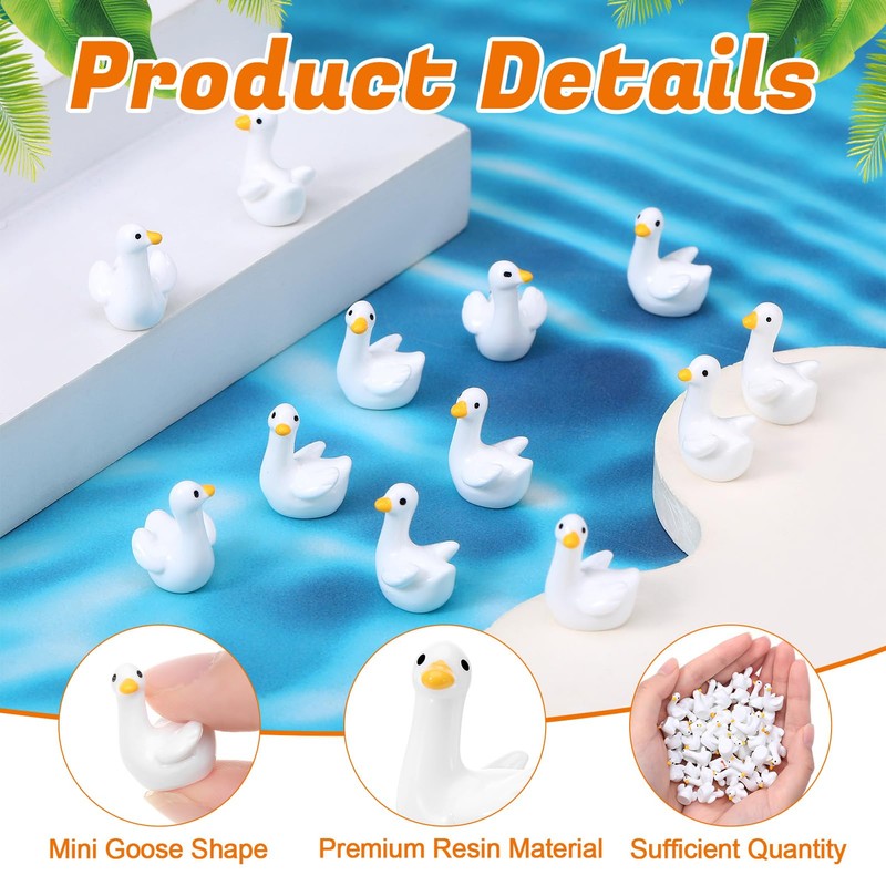 GSrenyu 50Pcs Mini Resin Goose Miniature Animals Figurines, Style 1