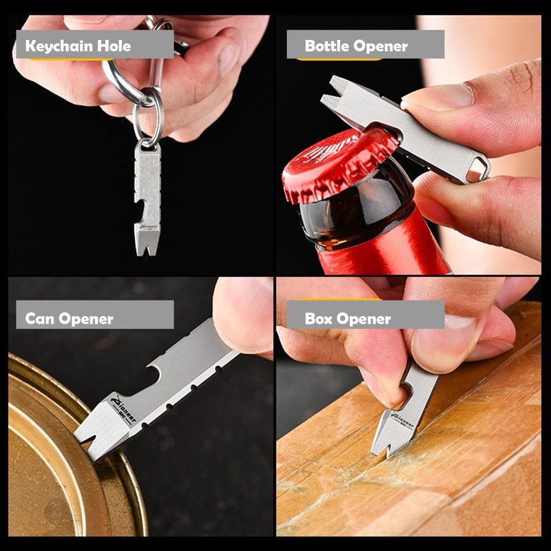 Hamans Mini EDC Pry Bar Titanium Bottle Opener Keychain Screwdriver