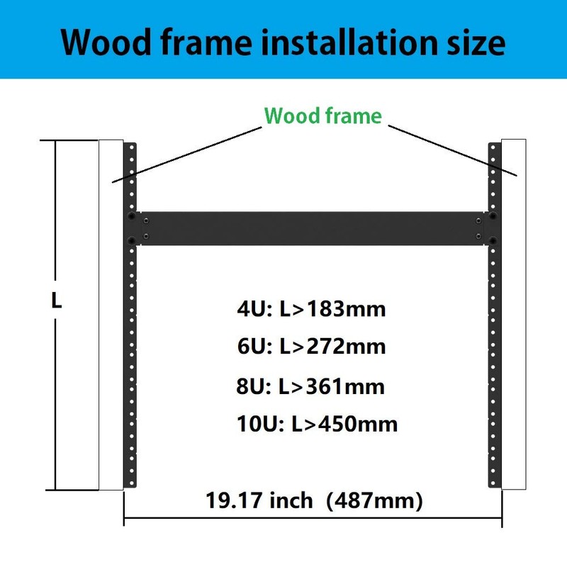 Jingchengmei 6U Steel Rack Rails Kit with Hardware - 2