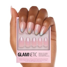 Uñas postizas - Winter Storm | Uñas cortas semitransparentes con forma de almendra, reutilizables | 15 tamaños - Kit de 30 uñas