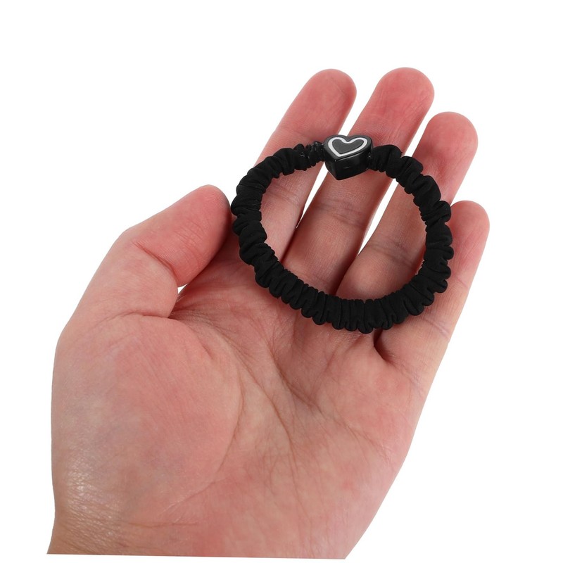 Baluue 5pcs High Elastic Heart Charm Hair Ties No Damage