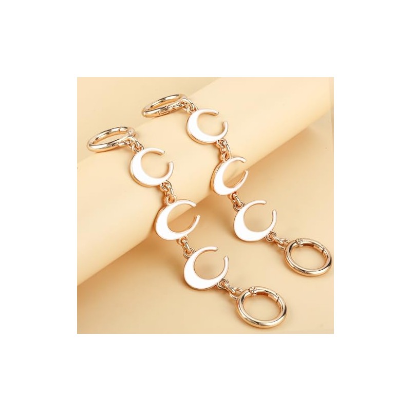 Tmtains 2Pcs Gold & White Purse Extender Chain - Moon