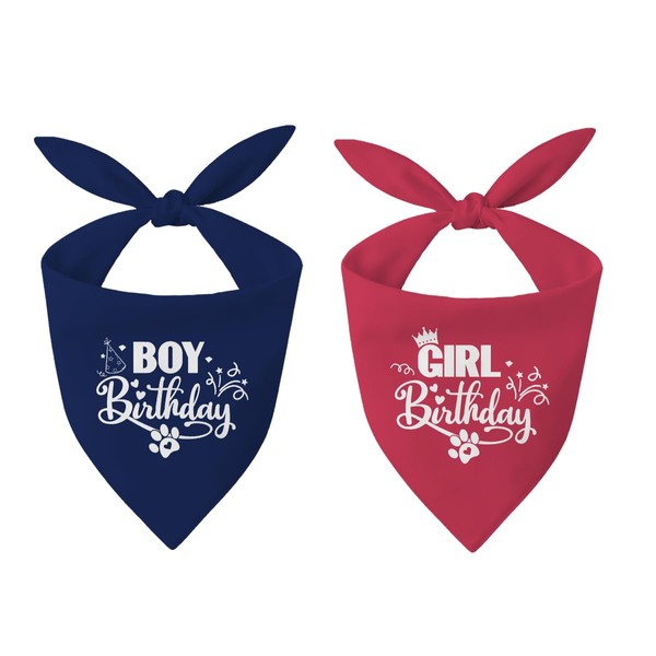 2 Pack Dog Birthday Bandana, Boy Girl Triangle Scarf for