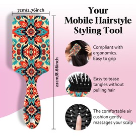 GABraden Paddle Detangler Hair Brush,Soft Bristles for Effortless Tangle Removal,Minimal Frizz and Breakage,Cute Detangling Hairbrush for Women Men Boys Girls Wet Dry All Hair Types(Red Bohemia)