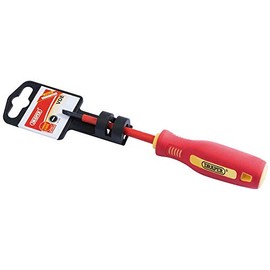 Draper 75mm Screwdriver | 2.5mm VDE Insulated Plain Slot |Soft Grip Manual Hand Tool |Flat Head Driver | S2 Steel Blade | 46515