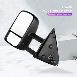 INEEDUP Towing Mirror Fit For Ford For F-150 1997-2003 For Ford For F-150 Heritage 2004 For Ford For F-250 1997-1999 Power Adjusted No Turn Signal Light Black Housing Textured Driver & Passenger Side