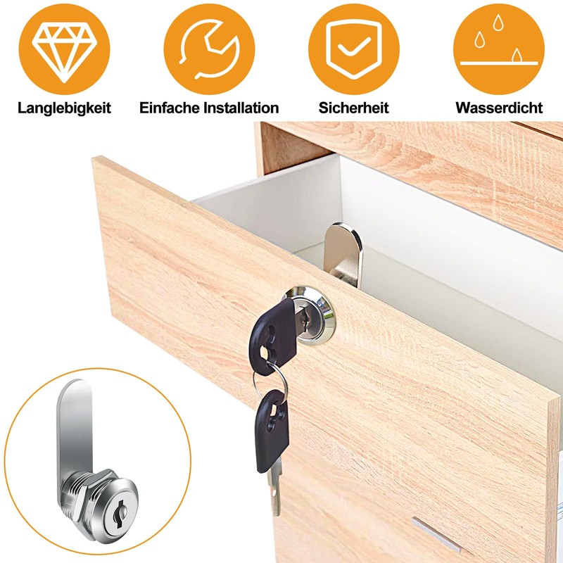 Letter Box Lock 20 mm - 2 Sets with 4