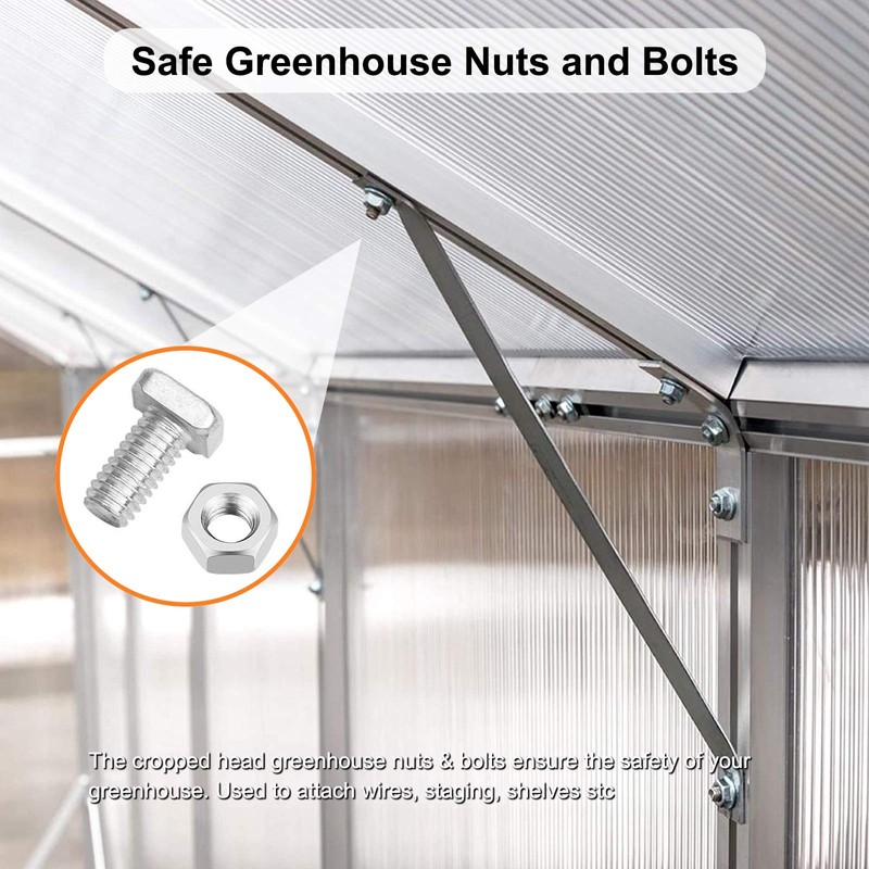50 Sets Aluminium Greenhouse Nuts and Bolts for Building and
