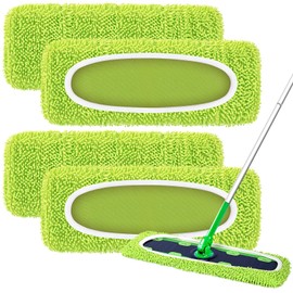 Nicemiya 4 Pack Reusable X-Large Mop Pads Compatible with Swiffer Sweeper XL, Microfiber Chenille Washable Swiffer XL Mop Pads, Dry & Wet Sweeping Mopping Cloths XL