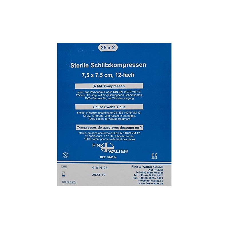 Slotted Compresses 7.5 x 7.5 cm Sterile 12 Pack of