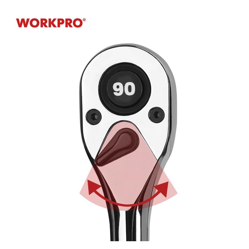 WORKPRO WP271005 3/8DR Drive-Angle Quick Release Ratchet Handle 90 Gear