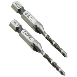 TAODAN 2PCS 6-32NC Silver HSS Composite Taps Multipurpose Deburring Countersinking Hexagonal Drills Drilling and Tapping Tap Suitable for Steel Copper Brass Aluminium