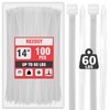 REZOSY White Zip Ties 14 inch (100 Pack), Clear, 60