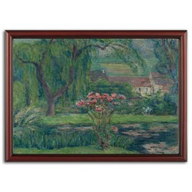 Vintage "Roses and Water Lilies in Giverny" Impressionist Wall Art Prints Rustic Landscape Country Canvas North Oil Painting The Vast Grassland Canvas Flowers Farmhouse Prints for Living Room Kitchen Bathroom 8x10 Inch Unframed