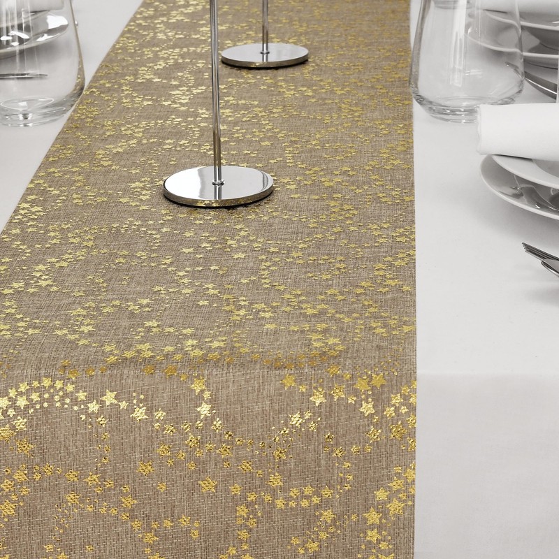 MODERNO Table Runner Table Decoration with Stars in Gold (28