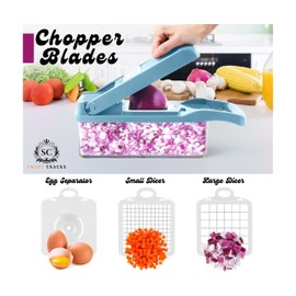 SMART CHACHU 16-in-1 Multi-Function Vegetable Chopper, Dicer, Slicer, Grater & Salad Maker Set with Container – Includes Mandoline, French Fry Cutter, Cheese Slicer, & BONUS Garlic, Cheese, Nuts Press