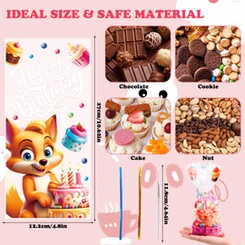 LOKIPA Happy Birthday Treat Bags, 150 PCS Cellophane Treat Bags Party Favor Bags Birthday Goodie Bags with 150 Twist Ties for Kids Birthday Party Favor Supplies（5 Styles）