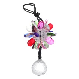 RATCHROLL 1 Pcs Artificial Crystal Flower,Ball Car Rear View Mirror Pendant Accessories Car Hanging Ornament Multicolor