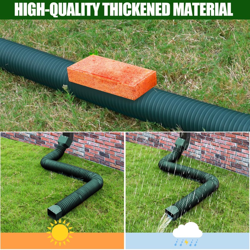 2 Pack Rain Gutter Downspout Extensions, Upgraded Flexible Drain Downspout