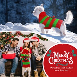 PETCARE Dog Christmas Sweater with Leash Hole Cute Striped Reindeer Dog Clothes for Small Medium Large Dogs Girl Boy Warm Fall Winter Dog Knitted Pullover Vest Pet Dog Cat Xmas Outfits, X-Large