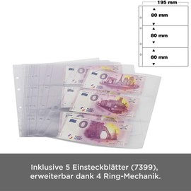 SAFE 3100 Sammelalbum 0 Euro Scheine - Album 0 Euro-Banknoten + 5 Einsteckblätter 7399