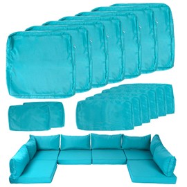 Odsiikly 14 Piece Outdoor Patio Cushion Covers Replacement, Fit 7 Piece 6-Seater Wicker Rattan Patio Furniture Conversation Set, Outdoor Cushion Slipcover with Zipper, Lake Blue(Only Cover)