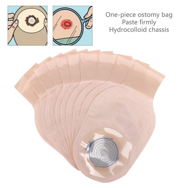 10pcs Disposable Colostomy Bag Soft Skin Friendly Ostomy Bag Pouch