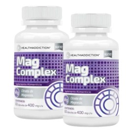 Healthaddiction Pack Citrato Magnesio Mag Complex Cápsulas 400mg Gluten Azúcar Apoyo Estreñimiento Sueño Relajación 120