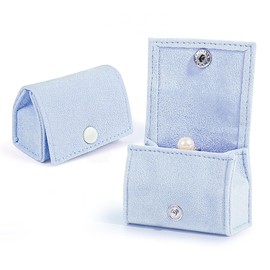 BITETH: Compact Velvet Ring Box with Plush Interior and Exterior - Keep Your Rings Safe and Stylish On-The-Go. Ideal Gift for Women, Wife, Mom, Daughter, and Friends (LIGHT BLUE)