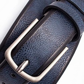 DOOPAI Mens Belt - Blue belts for men，Leather Dress Belt Casual Wear Jeans Classic belt 1.25", Adjustable Trim to Fit Everywher