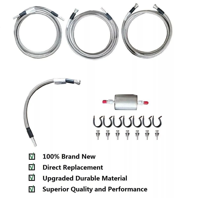 Stainless Steel Braided Fuel Line Quick Fix Kit Compatible with