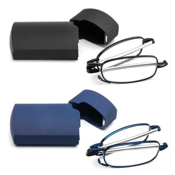 YQJYWZTF 2 Pack Folding Reading Glasses Mini Anti-Blue Light Blocking