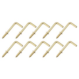 METALLIXITY Screw Hooks for Hanging (39mm/1.54") 10Pcs, Ceiling Hook Metal L Shape Hooks - for Hanging Outdoor, Cup Hooks, Bathroom Kitchen Wall Furniture Connection