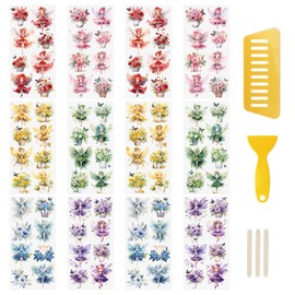 WANDIC 12 Sheets Glitter Scratch Off Stickers Flower Fairy Transfer Stickers Butterfly Stickers Waterproof Stickers for Greeting Cards