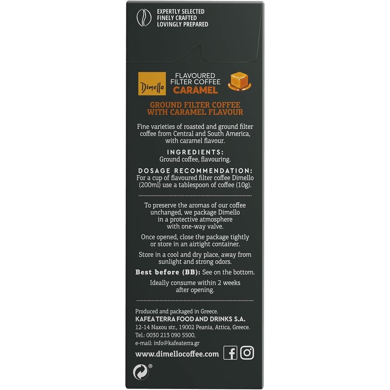 Dimello Caramel Flavoured Filter Coffee, Ground Coffee 500g (250g x