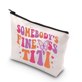 TSOTMO Best Auntie Gift Titi Gift Somebody's Fine Ass Titi Zipper Pouch Bag Gift for Aunt Aunt Funny Pregnancy (Ass Titi bag)