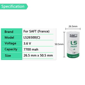 STEPMAX (1 Pack LS26500 C Size 3.6V 7700mAh Lithium Thionyl Chloride Battery for Fleet Monitoring, Tracking Devices for Hunting Dogs, Intrusion Sensors, Carbon Monoxide Detectors