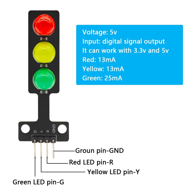 APKLVSR 8 x LED Traffic Light Module, 3.3-5 V, 8
