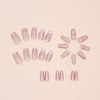 24Pcs Silver Rhinestones Press on Nails Medium White French Tip