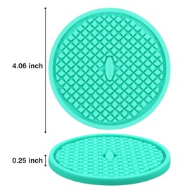 3 Pack Silicone Coasters for Drinks, Thickened Coasters with Deep Tray Grooved Design Cup Mat, Washable Heat Resistant Durable Non-Slip Coasters for Coffee Table Wooden Desk Kitchen Bar (Mint Green)