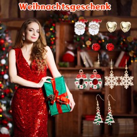 6 Pairs of Christmas Earrings, Women's Set with Snowflakes, Christmas Tree, Gingerbread Man, Festive Christmas Jewellery Hanging, Christmas Decoration for Women and Children, 1, 1