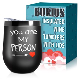 Insulated Wine Tumblers with Lids - You are My Person Leak Proof Tumbler 12oz Tumbler Wine Tumbler for Coffee Birthday Gifts for Women - Insulated Tumbler for Hot Drinks Travel Coffee Tumbler with Lid