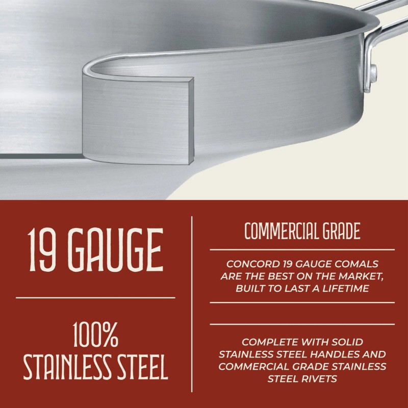 CONCORD Stainless Steel Comal Frying Bowl Cookware (22")